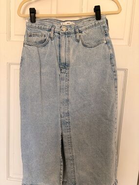 Mango Light Wash Denim Midi Skirt